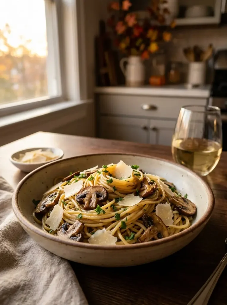 8. Garlic Butter Mushroom Pasta