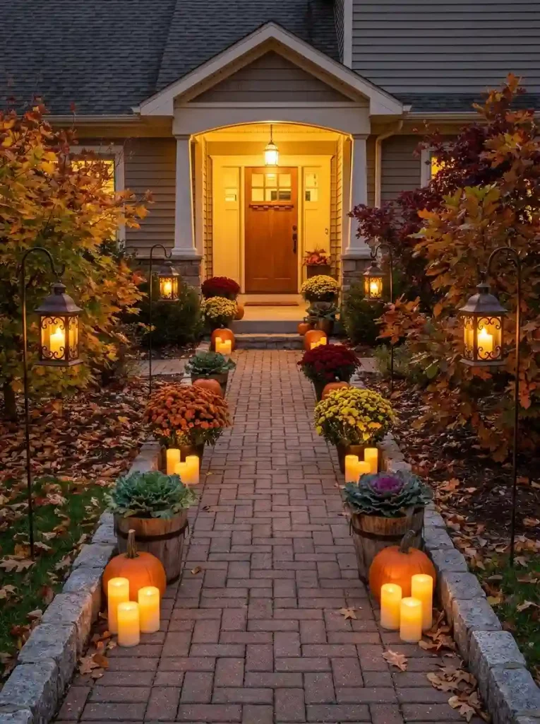 8. Lantern-Lined Walkway for Autumn Evenings