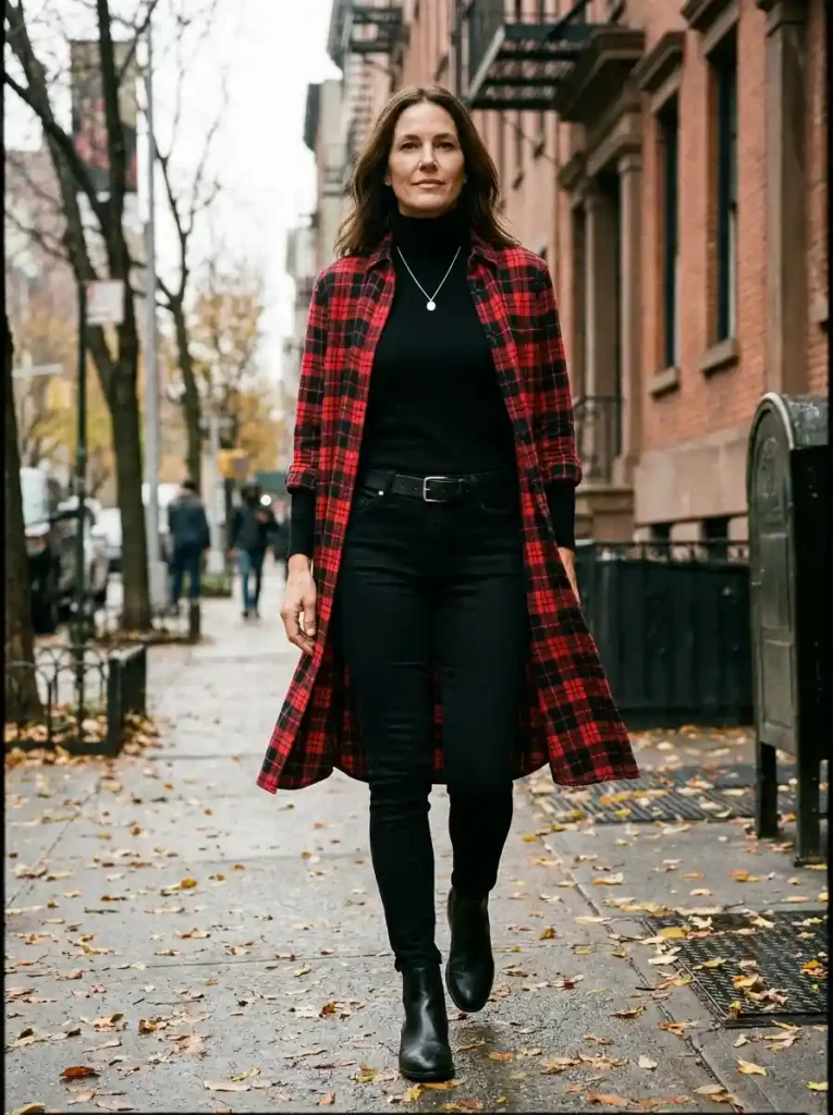 8. Sleek Red Plaid with a Monochrome Base
