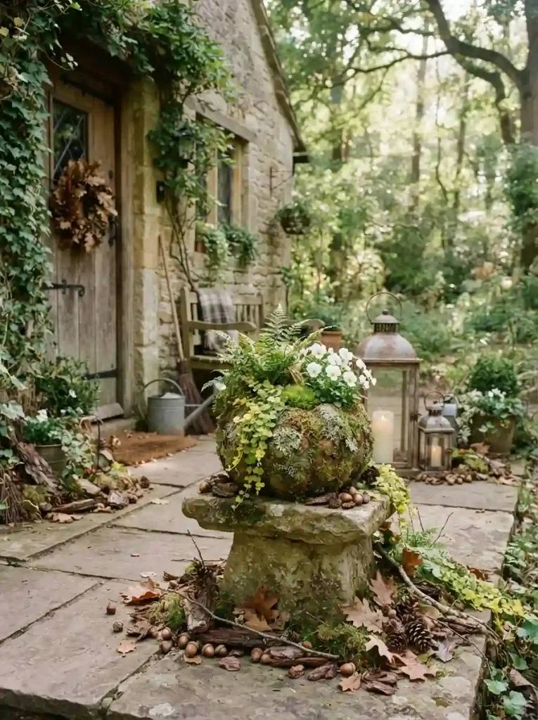 8. Woodland Moss Pumpkin Planter