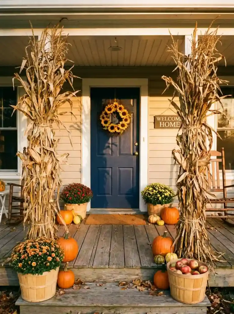 9. Frame the Door With Tall Corn Stalks