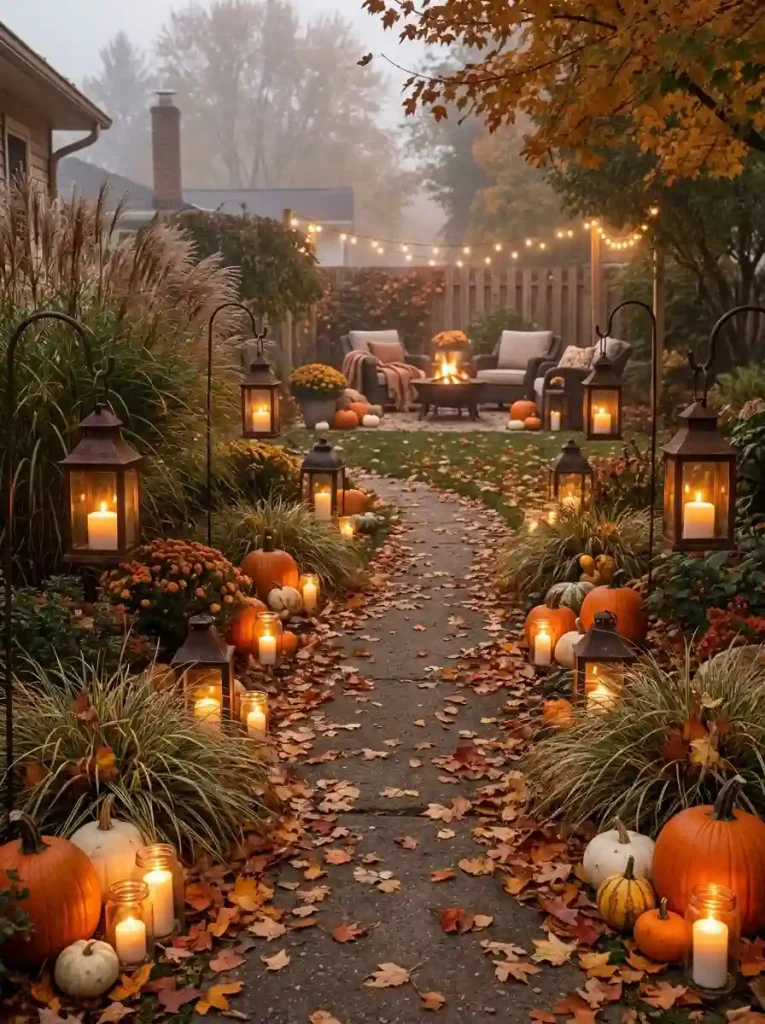 9. Glowing Garden Path Lantern Trail