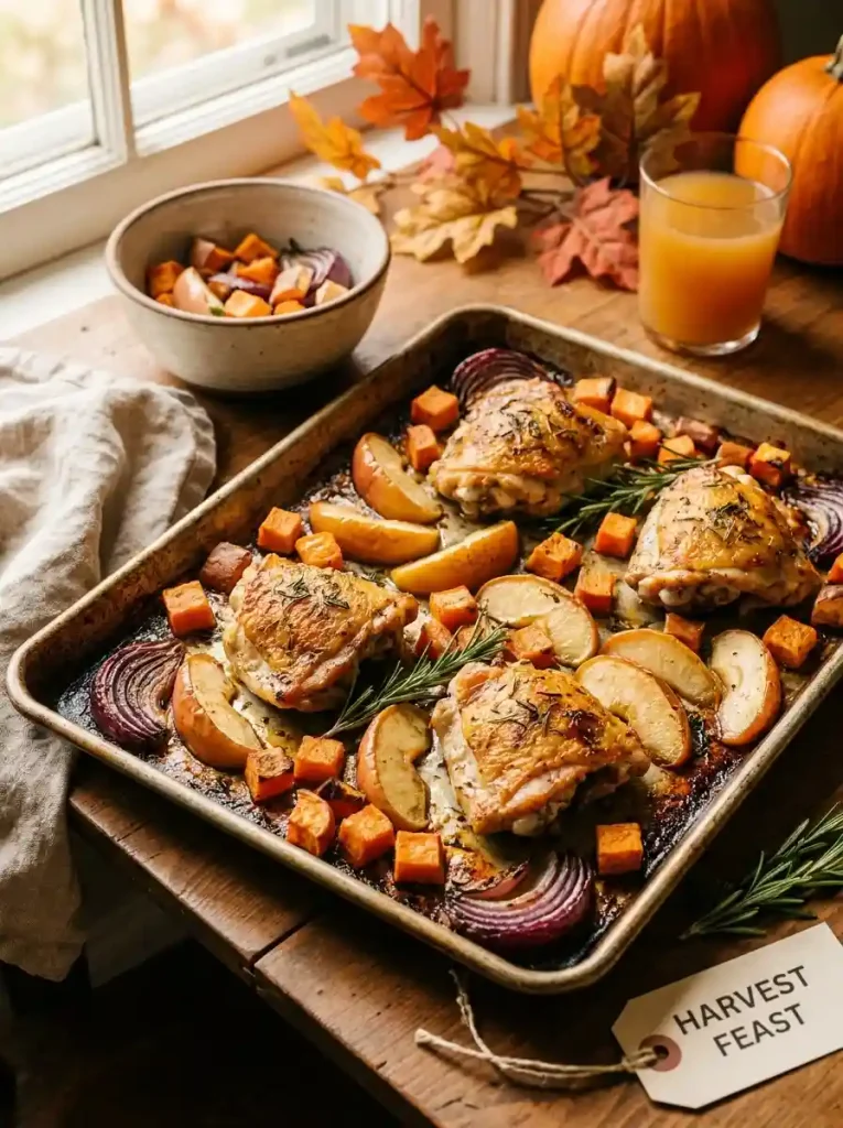 9. Harvest Sheet-Pan Chicken with Apples and Sweet Potatoes