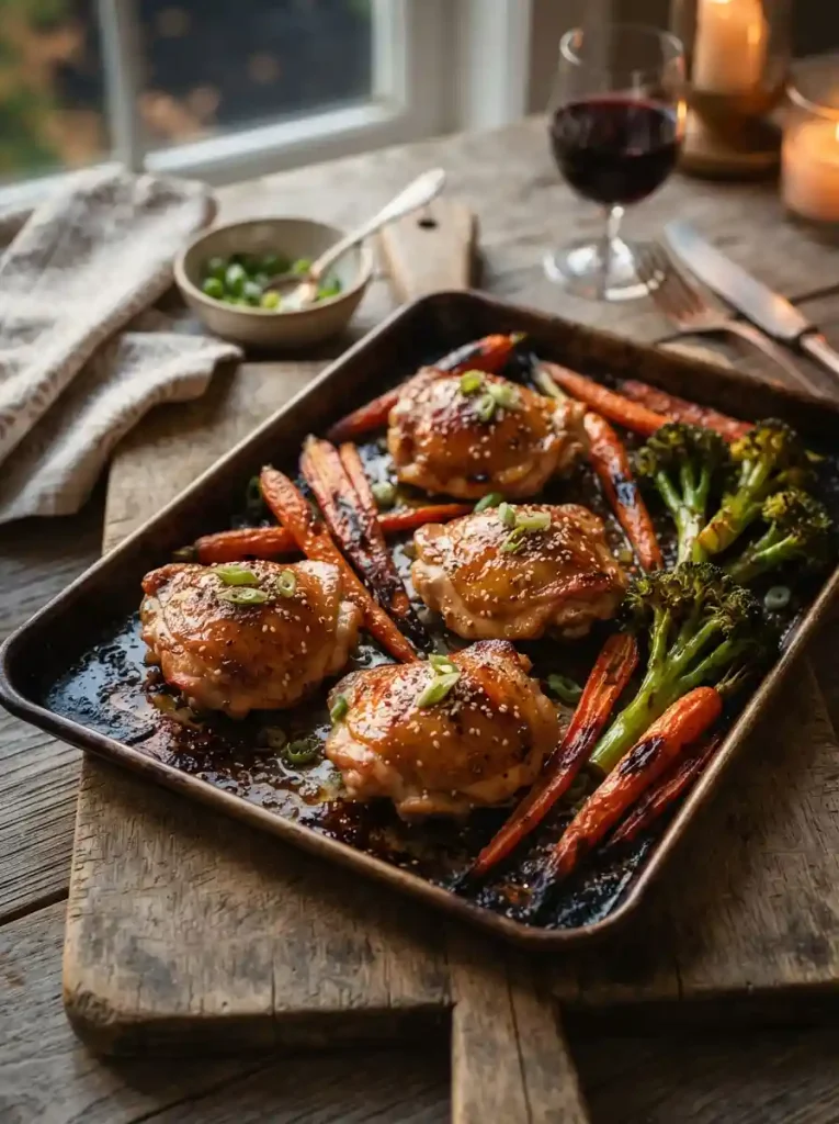 9. Honey Garlic Chicken with Carrots and Broccoli