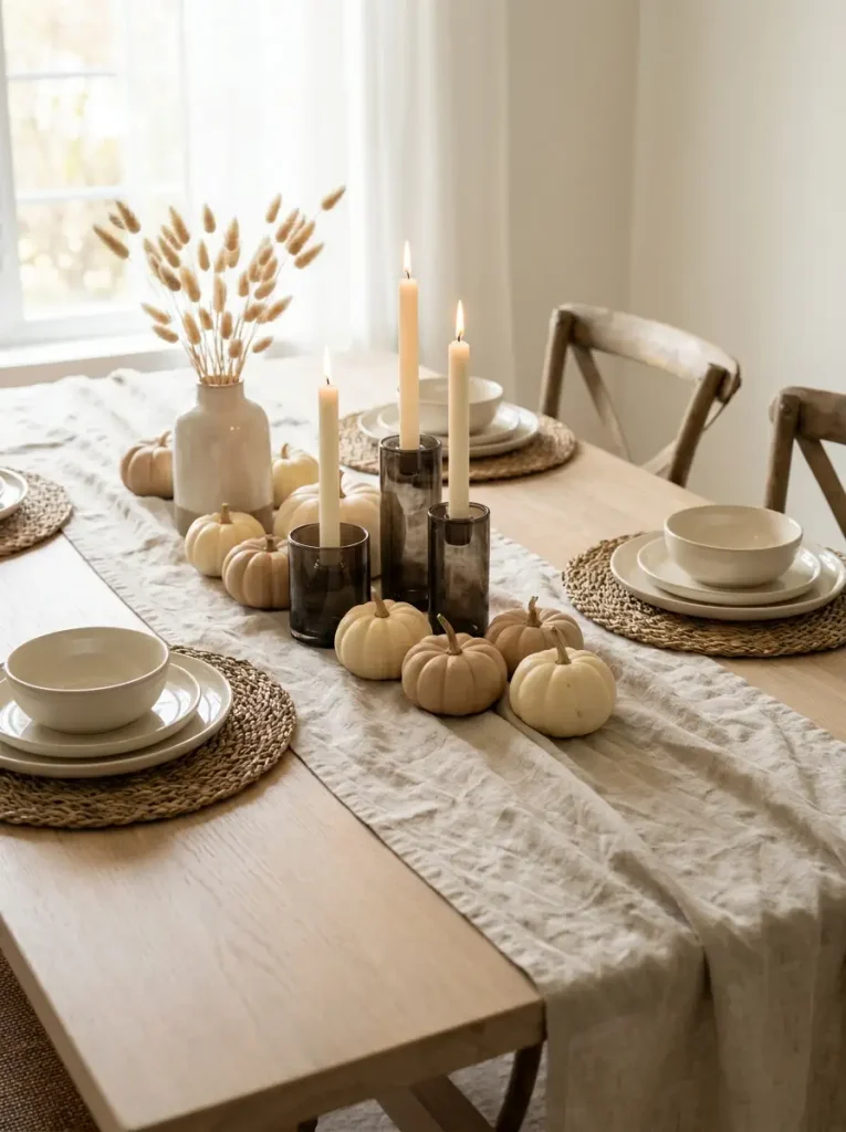 9. Neutral Pumpkin Candle Cluster
