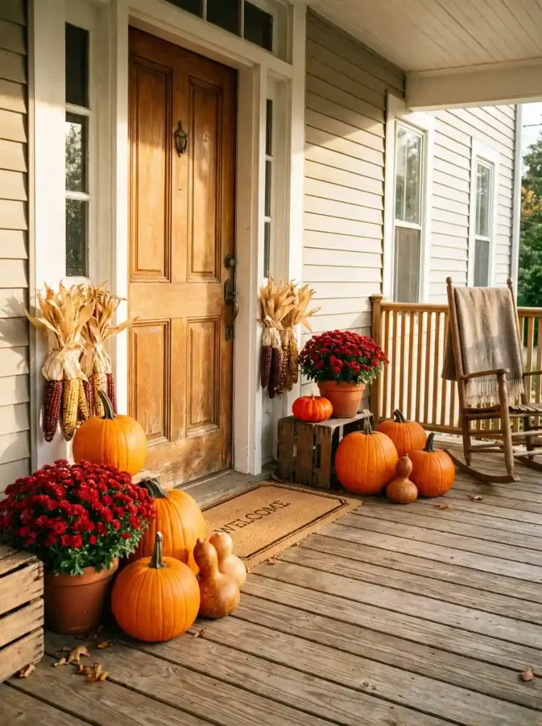 9. Red Mums, Orange Pumpkins