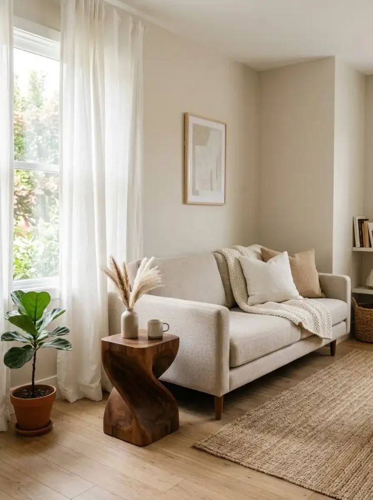 1. Choose a compact sofa with a clean silhouette
