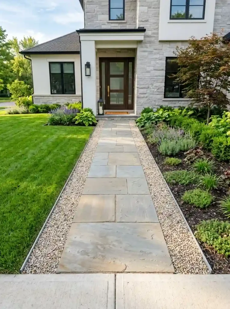 1. Create a Gravel Accent Around Your Front Walk