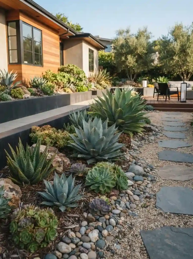 1. Gravel Garden With Sculptural Succulents