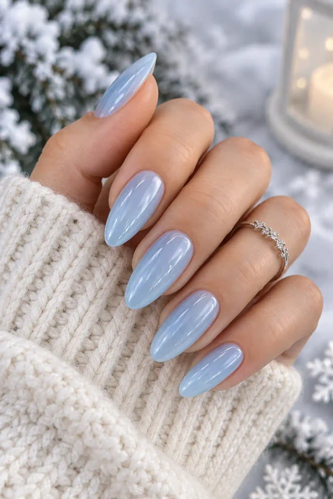 1. Icy Blue Almond Nails