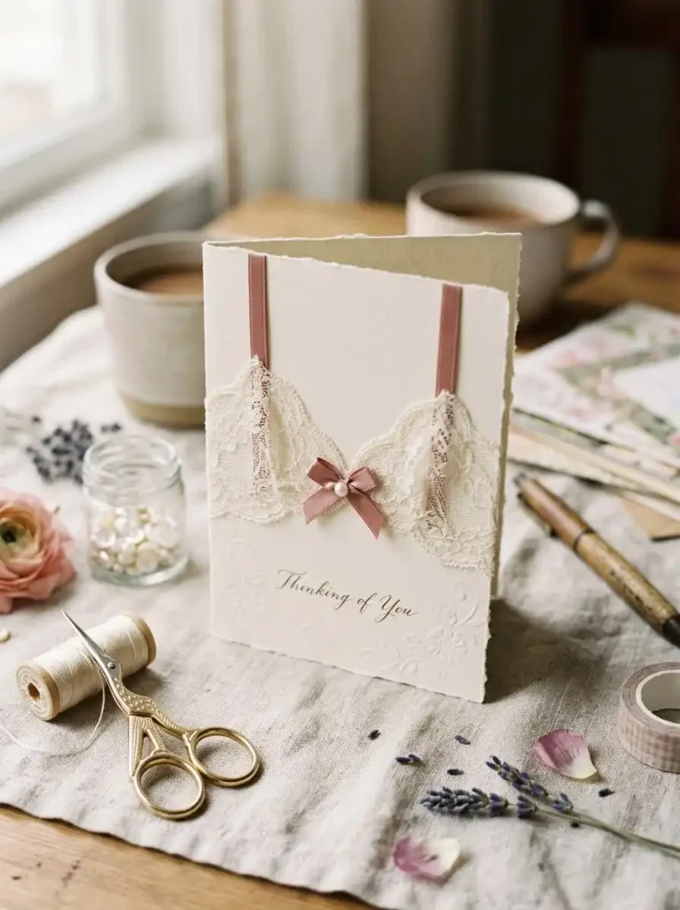 1. Lace-and-Ribbon Lingerie Card