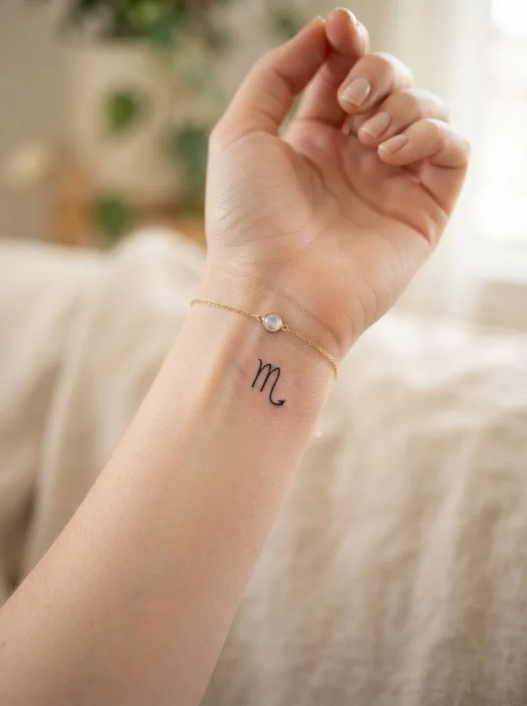 1. Minimalist Scorpio Symbol Tattoo