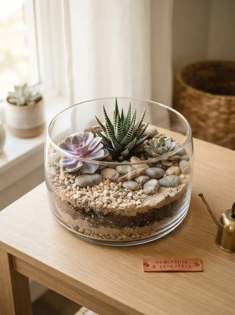 1. Simple Succulent Bowl Terrarium