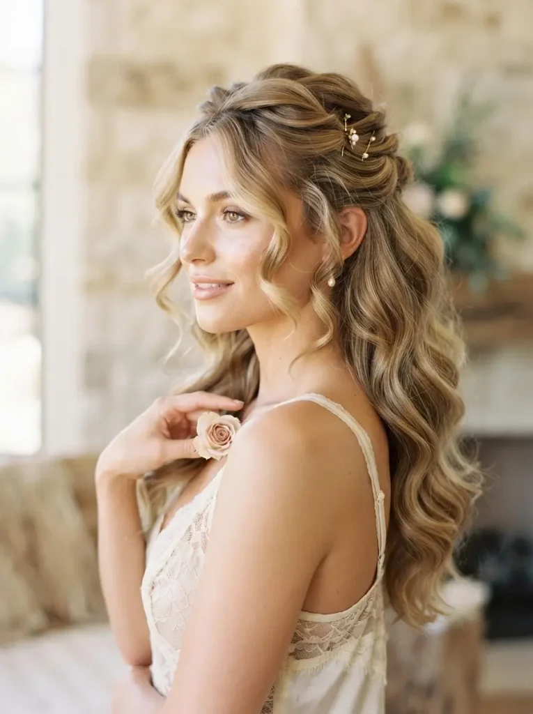 1. Soft Wavy Half Up Half Down