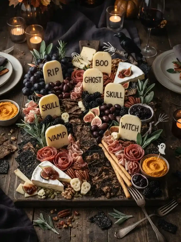 1. Spooky Graveyard Charcuterie Board