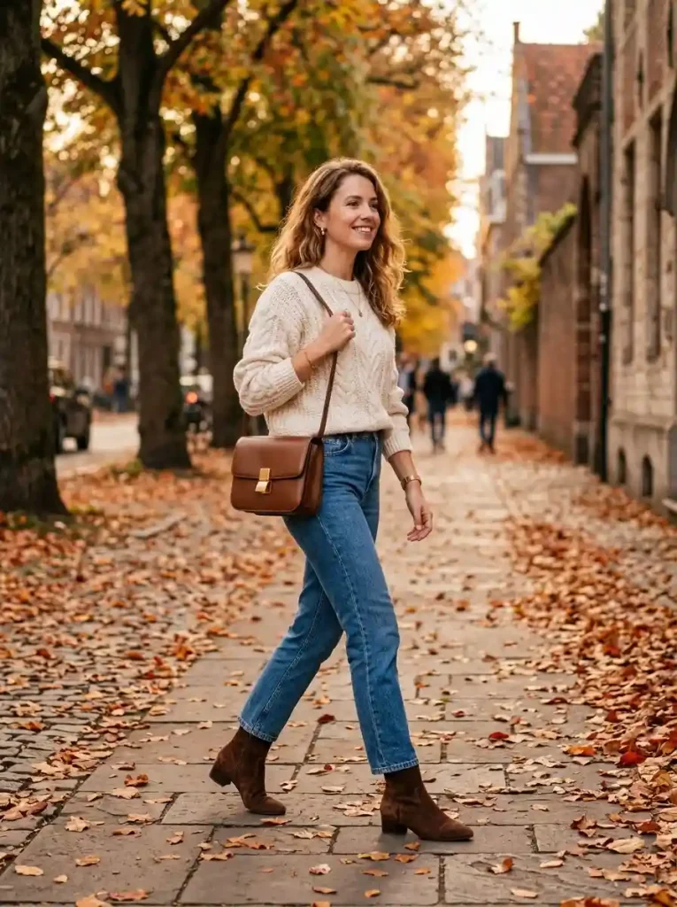 1. Straight-Leg Jeans with Suede Ankle Boots