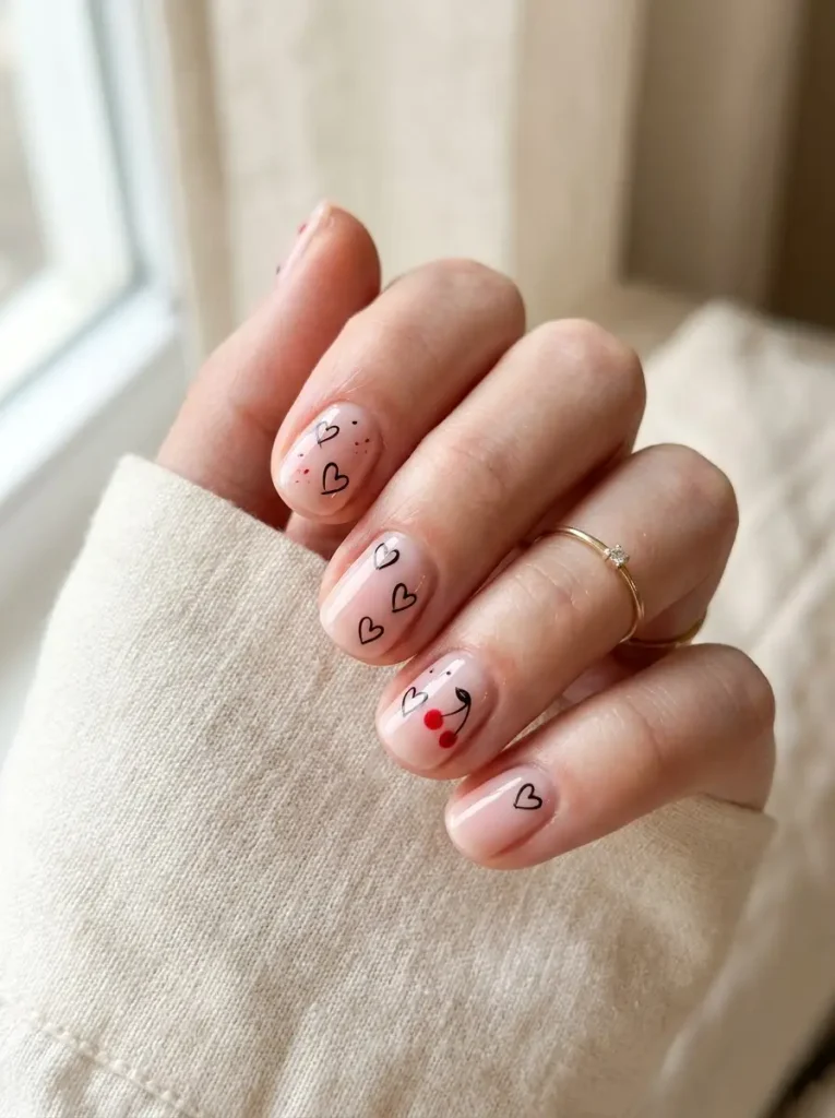 1. Tiny Heart Sharpie Nails
