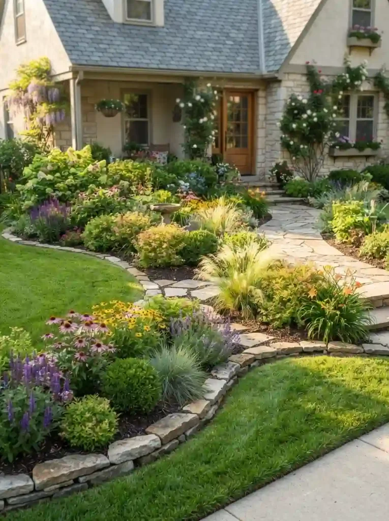 10. Add Natural Stone Edging Around Garden Beds