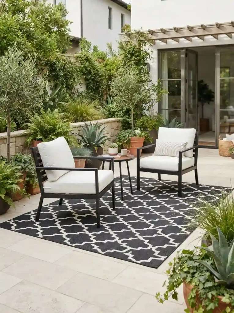 10. Black and White Outdoor Rug