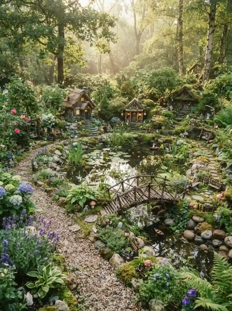 10. Build a Fairy Village Beside a Miniature Pond