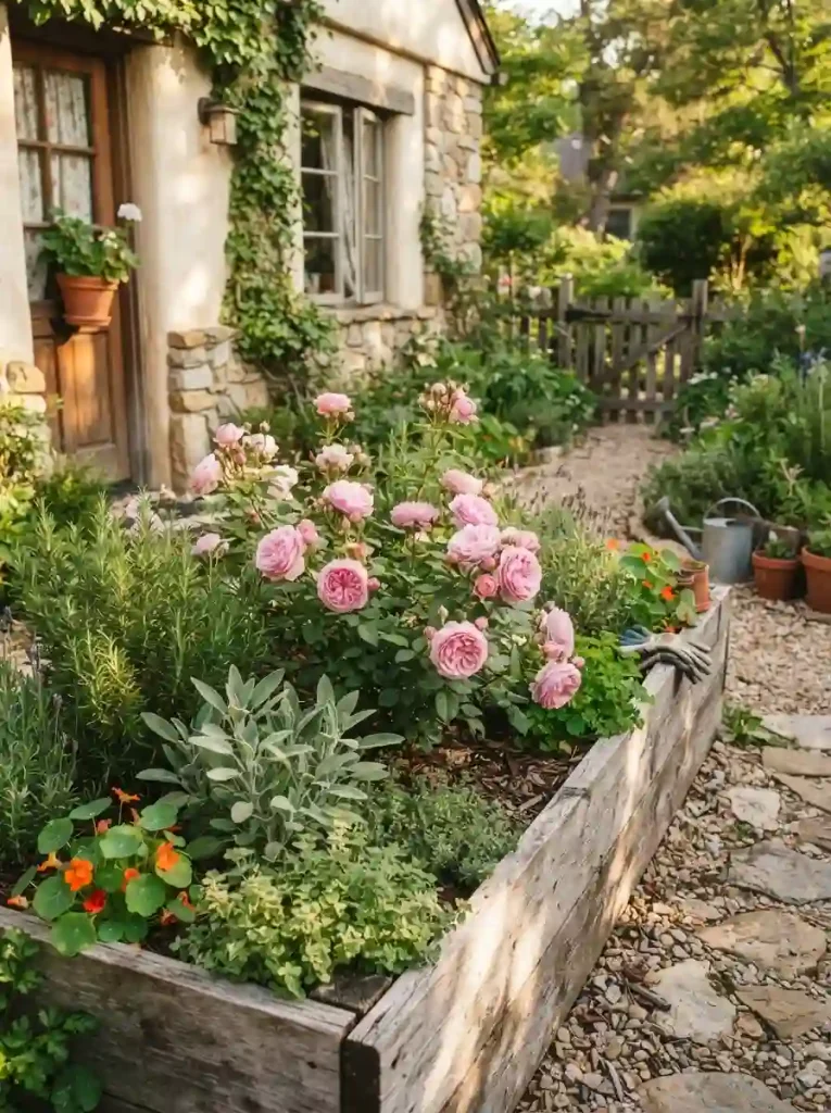 10. Create a rose-and-herb garden near the kitchen