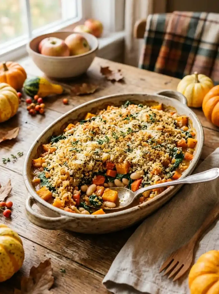 10. Harvest Vegetable White Bean Bake