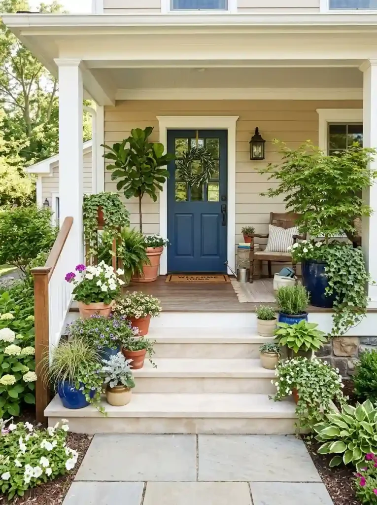 10. Layered Porch Planters