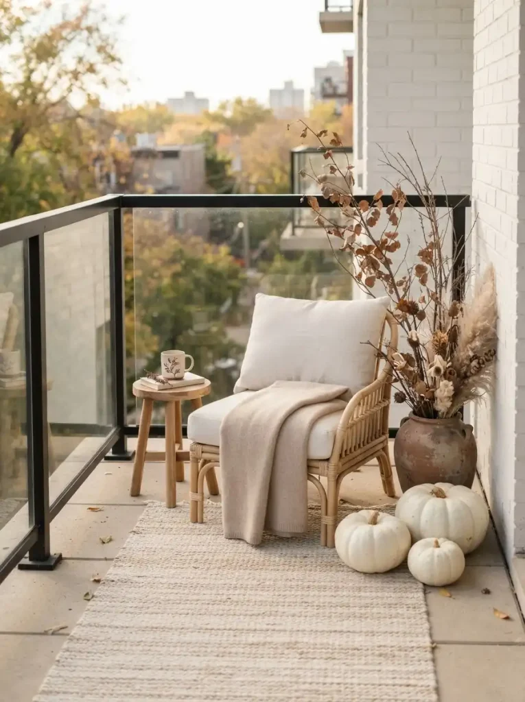 10. Minimal Neutral Pumpkin Balcony