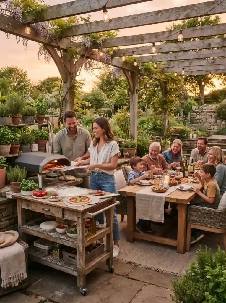 10. Outdoor pizza-making and dining station