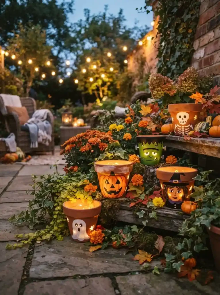 10. Spooky Lantern Flower Pots