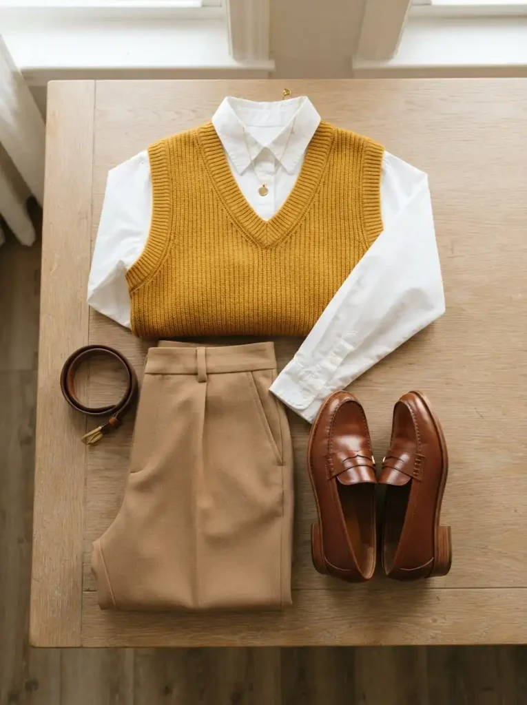 10. Sweater Vest Layering