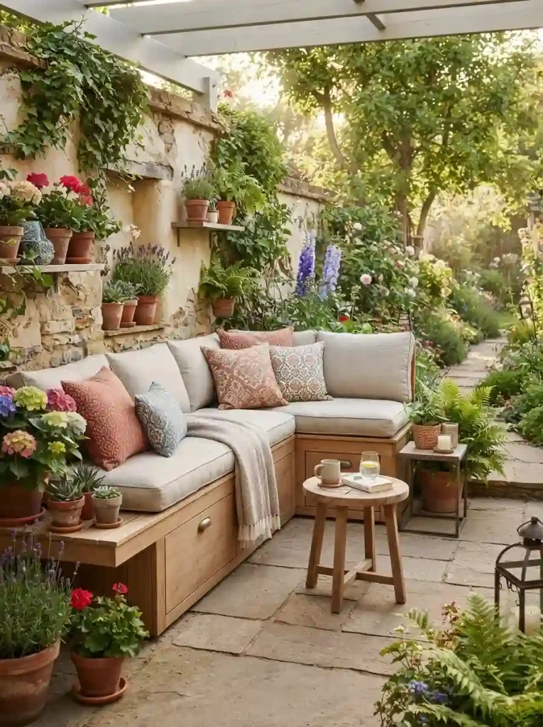 11. Add a built-in bench for space-saving seating