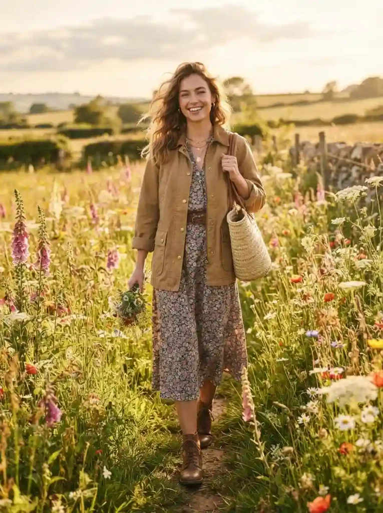 11. Barn Jacket With a Floral Dress