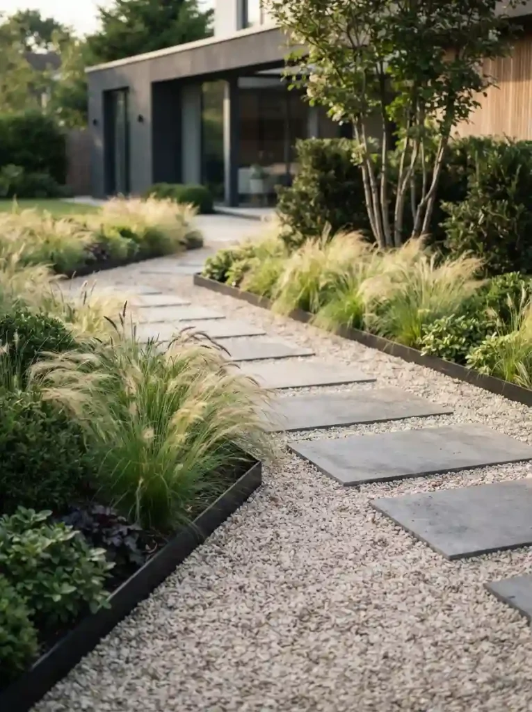 11. Combine Black Edging With Soft Greenery