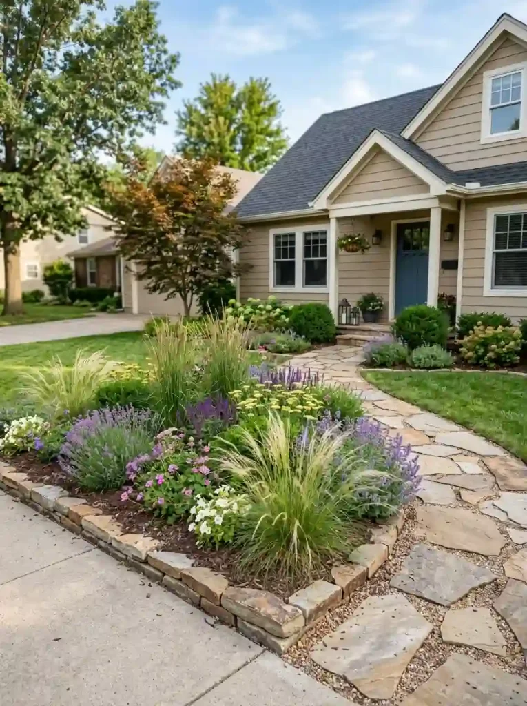 11. Combine ornamental grasses with low flowering plants