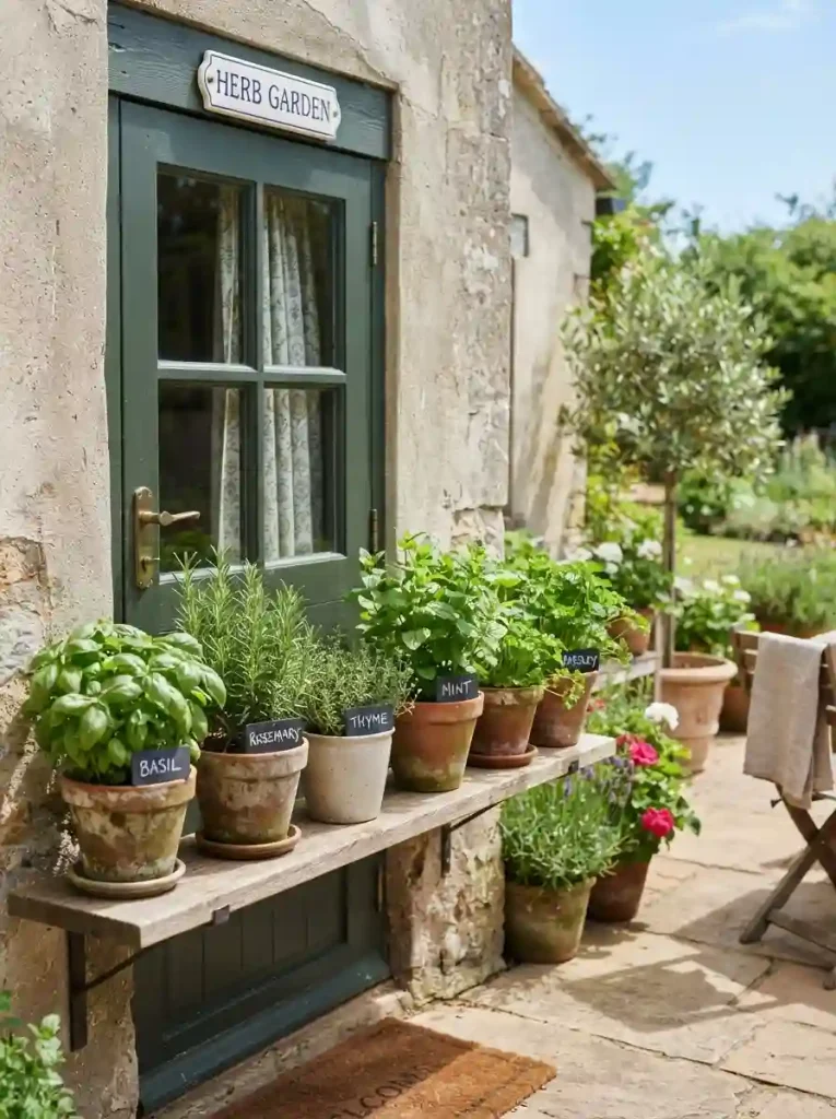 11. Create a Mini Herb Garden Beside the Kitchen Door