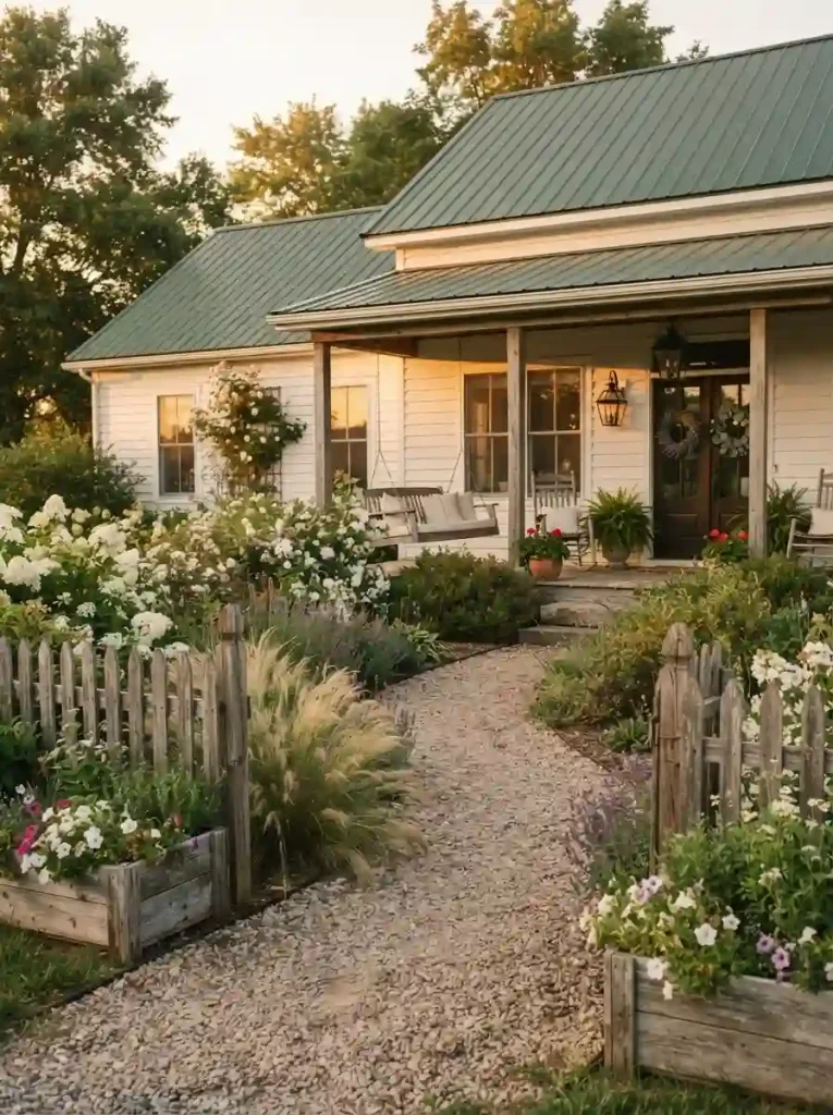 11. Create a Welcoming Farmhouse-Style Front Garden