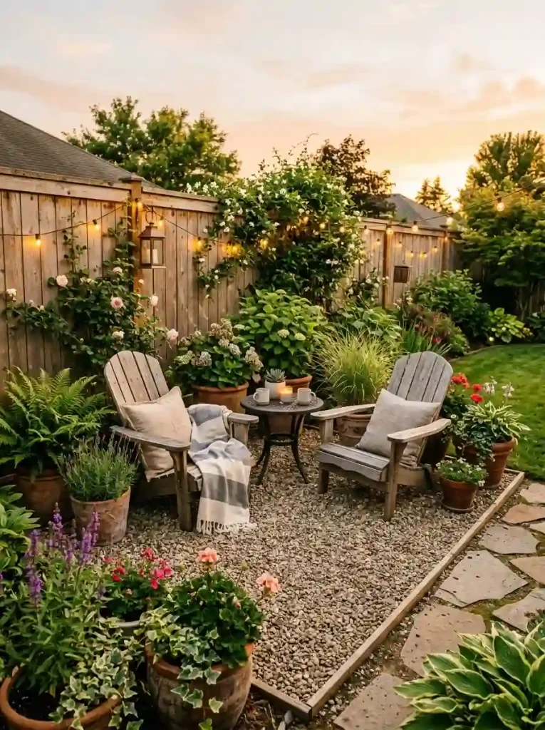 11. Create a cozy backyard seating spot with a gravel base