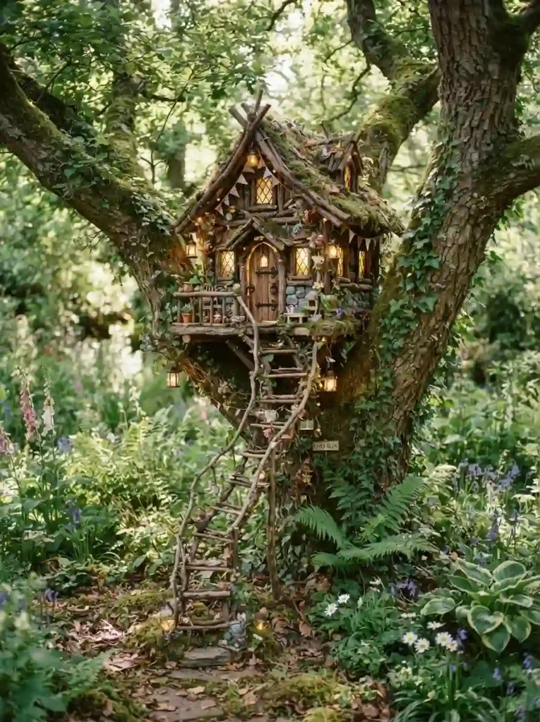 11. Design a Fairy Treehouse Hidden Among Mature Trees