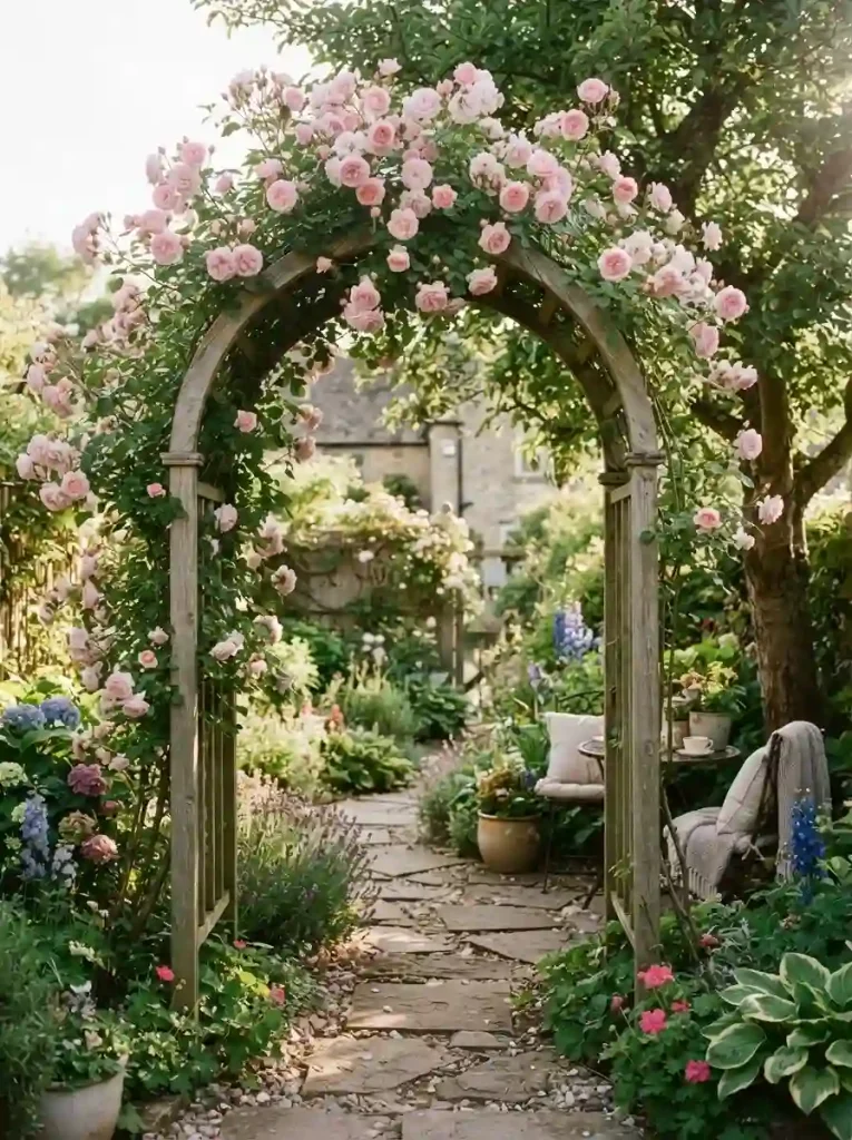 11. Grow climbing roses on a garden trellis