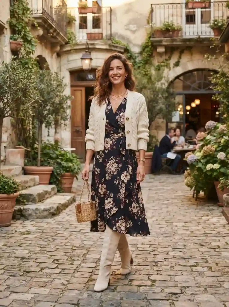11. Knee High Boots With a Floral Dress
