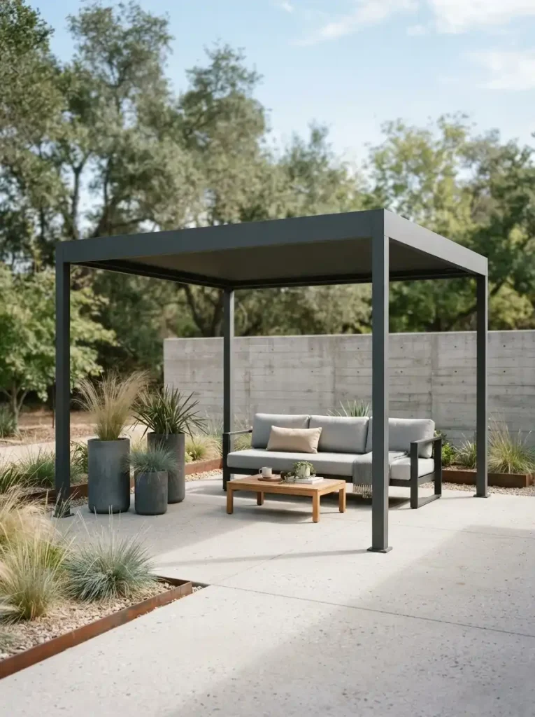 11. Pergola With a Roof and Minimalist Flat Design