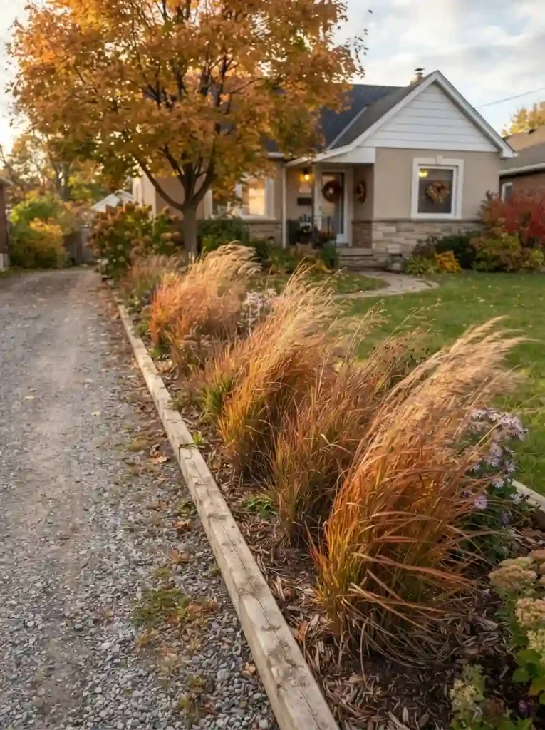 12. Add a Narrow Strip of Ornamental Grass