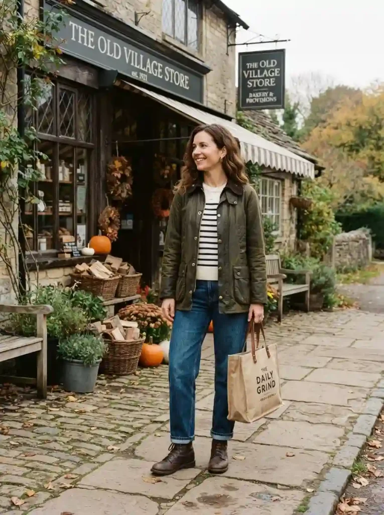 12. Barn Jacket With a Striped Sweater