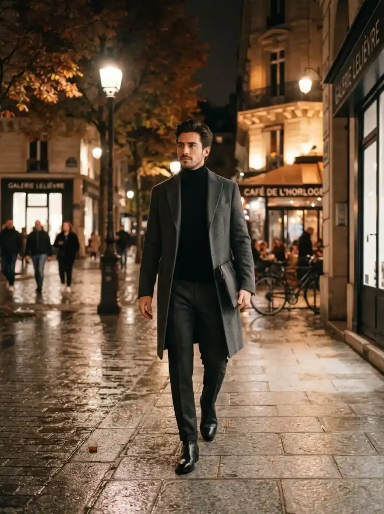 12. Black Turtleneck and Statement Coat