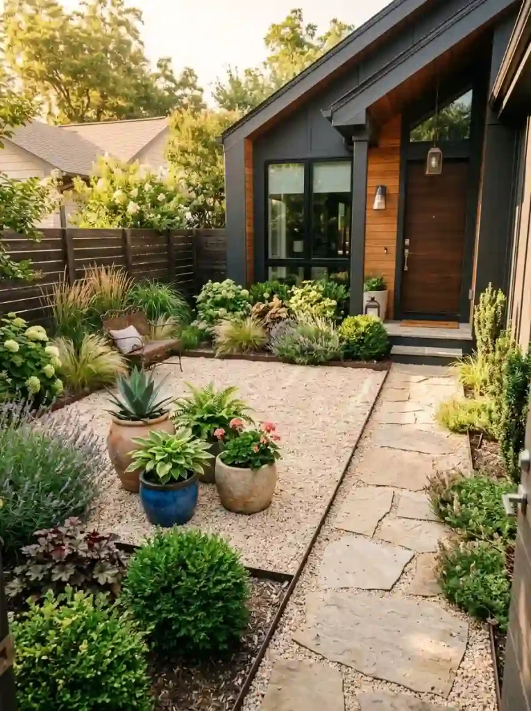 12. Create a compact gravel-and-plant courtyard