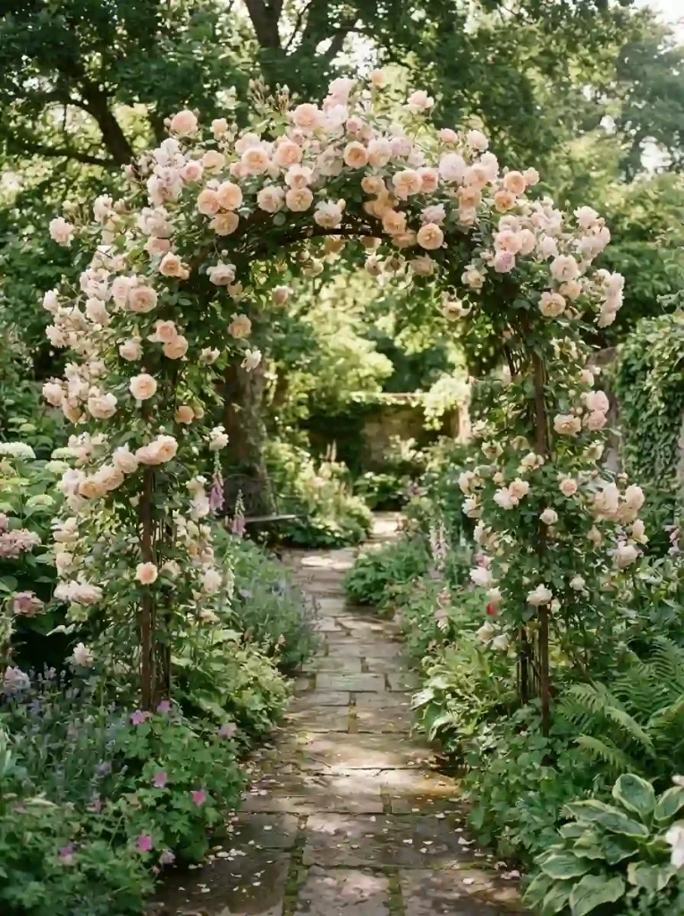 12. Make a romantic rose arch over a pathway