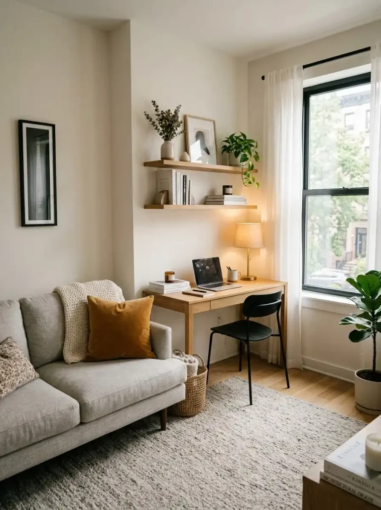 12. Sofa And Desk Combination For A Dual-Purpose Room
