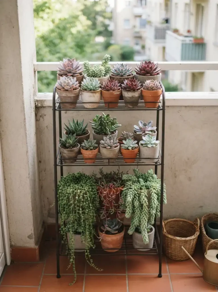 12. Succulent Arrangement in a Tiered Stand