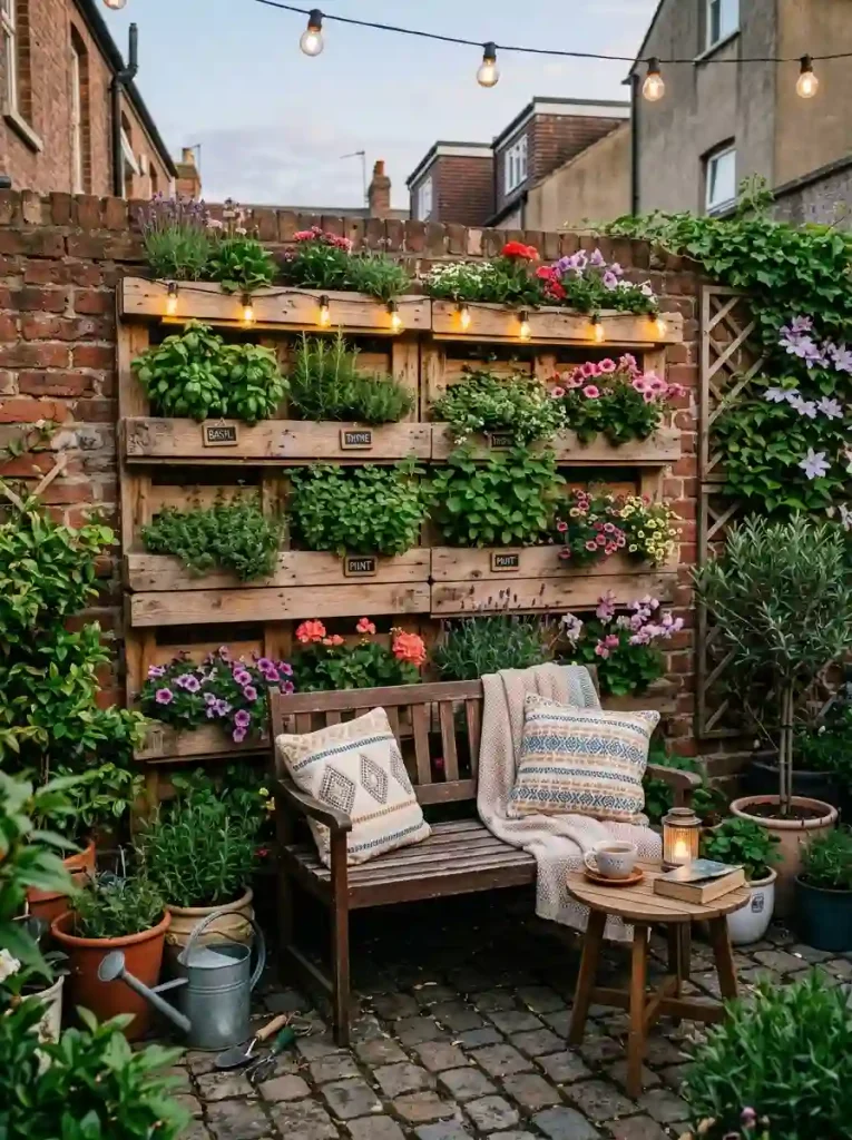 12. Vertical pallet garden wall nook